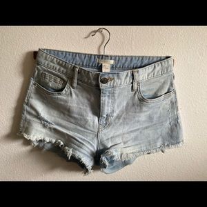 Light wash denim shorts